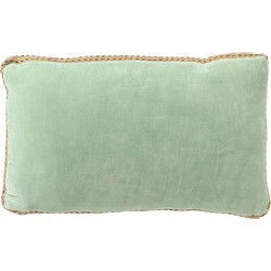 Dutch Decor MANOE - Sierkussen 30x50 cm - effen kleur - met rand van jute - Cameo Green - lichtgroen - Dutch Decor