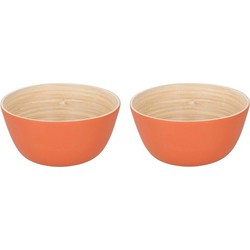 2x Bamboehouten chips schaaltje oranje 12 cm - Snack en tapasschalen