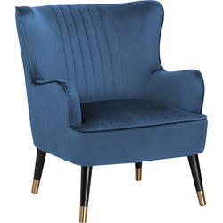 Beliani VARBERG - Fauteuil-Blauw-Fluweel