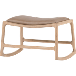 Dedo footstool - whitewash voetenbank met dakar leather stone