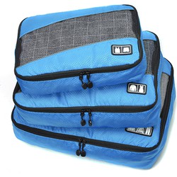 Decopatent® Packing Cubes SET 3 Delig - Organizer voor koffer en backpack - Bagagage Organizers Kleding Ondergoed Schoenen - Blauw