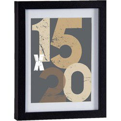 Houten fotolijst - zwart - 18 x 24 cm - met passe-partout - Fotolijsten