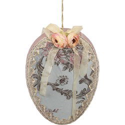 Clayre & Eef Paashanger Ei 21x4x30 cm Blauw Textiel op Kunststof
