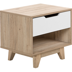 SPENCER - Nachtkastje - Lichte houtkleur/Wit - MDF