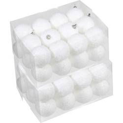 48x Kleine kunststof kerstballen met sneeuw effect wit 5 cm - Kerstbal