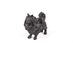 Ornament - Pomeranian Dog - Polyresin - Black - 10.5x5x9cm
