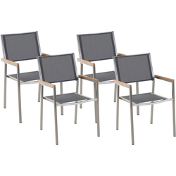 GROSSETO  - Tuinstoel set van 4 - Grijs - Polyester