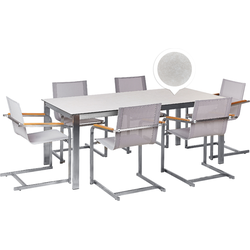 COSOLETO - Tuinset 6 persoons - Wit - Graniet/Glas