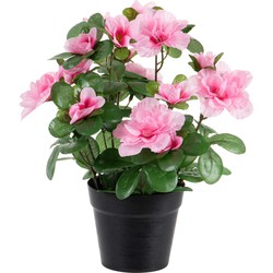 Azalea Kunstbloemen - in pot - roze - H25 cm - Kunstplanten