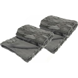 Fleece dekens/plaids - 2x - titanium grijs - 130 x 150 cm - Plaids
