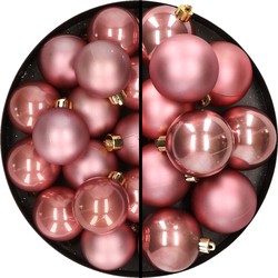 28x stuks kunststof kerstballen oudroze 4 en 6 cm - Kerstbal