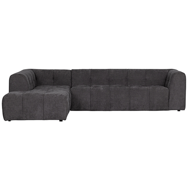 WOOOD Grid Hoekbank Links - Polyester - Donkergrijs - 68x298x225 - 