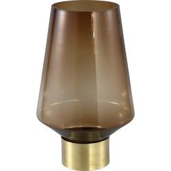 PTMD Faya brown Glass vase on metal gold high s