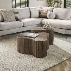 Hoyz Collection - Salontafel Shamrock Maya Teak - Teak Rust Brown - Set van 2