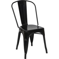 Cosmo Casa  Stoel - Bistrostoel stapelbare stoel - Metalen industrieel ontwerp stapelbaar - Zwart