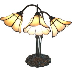 LumiLamp Tiffany Tafellamp  46x28x63 cm Beige Glas Tulpen Tiffany Bureaulamp