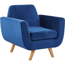 Beliani BERNES - Fauteuil-Blauw-Fluweel