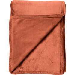 Dutch Decor CHARLIE - Plaid 200x220 cm - extra grote fleece deken - effen kleur - Potters Clay - oranje terra - Dutch Decor