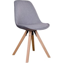 Bergen Dining Chair - Chair in light grey fabric with natural wood legs - set of 2
