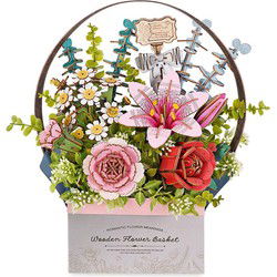 Robotime Houten Bloemenmand Bloemen Bouwpakket Knutselen Cadeau Hobby Modelbouw