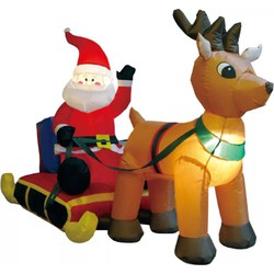 Kerstman met rendier 150 cm disco LED