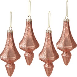 Clayre & Eef Kerstbal Set van 4  Ø 6 cm Roze Glas Kerstboomversiering