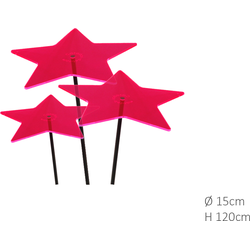 3 stuks! Zonnevanger Ster Rood-Roze (kleur fuchsia) medium 120x15 cm - Cazador Del Sol