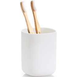 Zeller tandenborstelhouder - kunststof - wit - D7 x H10 cm - Tandenborstelhouders