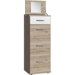 Ladekast kaptafel met 4 laden en spiegel - L46 cm