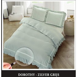 Hotel Home Collection - Dekbedovertrek - Dorothy - 140x200/220 +1*60x70 cm - Zilver Grijs