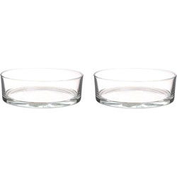 Lage schaal/vaas transparant rond glas 8 x 25 cm - 2x - plat - glazen vazen - Vazen