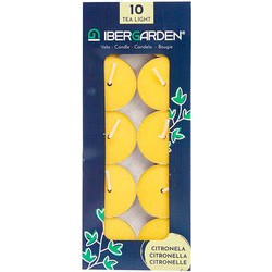 Ibergarden Citronella waxinelichtjes - kaarsjes - 6 branduren - 10x stuks - geurkaarsen