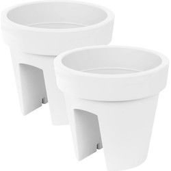 Prosperplast Balkon bloempot - 4x - wit - D25 x H23 cm - Plantenpotten