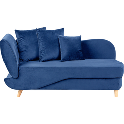 Beliani MERI - Chaise longue-Blauw-Fluweel