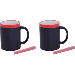 8x stuks beschrijfbare koffiemokken rood 350 ml - Bekers