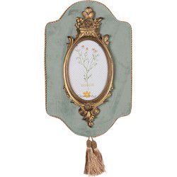 Clayre & Eef Fotolijst  10x15 cm Groen Goudkleurig Kunststof Glas Wanddecoratie