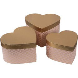 Clayre & Eef Opbergdoos Set van 3 Roze Goudkleurig Karton