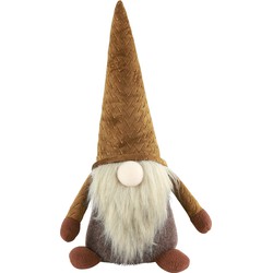 Countryfield pluche knuffel gnome/dwerg - decoratie pop -38 cm - bruin - Kerstman pop