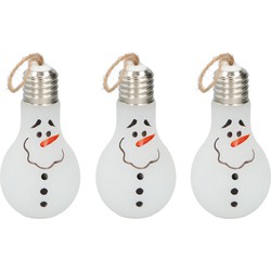 3x Kerst LED lampjes sneeuwpop/sneeuwman 18 cm - Feestdecoratievoorwerp