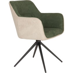 Housecraft Living Daley Eetkamerstoelen Beige/Groen - Set van 2