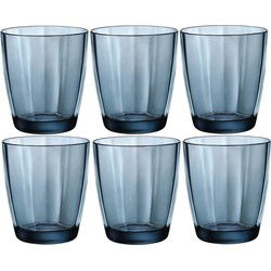 Bormioli Rocco Tumbler Drinkglazen - 6x - blauw - 300 ml - Water - Drinkglazen