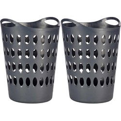 Arte R Flexibele wasmand/opbergmand - 2x - rond - antraciet - 50 liter - Wasmanden