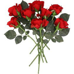 Topart Kunstbloem - 8x - roos Alice - rood - 30 cm - kunststof - decoratie - Kunstbloemen