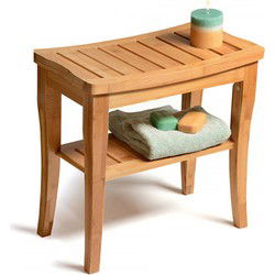 Decopatent® Bamboe Badkamer - Sauna bankje met opbergruimte - Houten bank voor badkamer of sauna - Badkamerkruk - Badkamerstoel