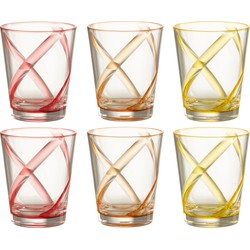 J-line - Doos Van 6 Stuks Drinkglas Lijnen Plastic Mix - 29x19.5x12.2cm