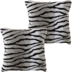 2x stuks woonkussens/sierkussens zebra strepen dierenprint 45 x 45 cm - Sierkussens