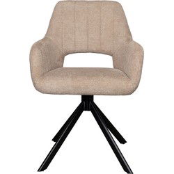 Eetkamerstoel Beige Draaibaar - Zithoogte 47cm - Stoel Nola - Set van 2
