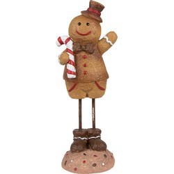 Clayre & Eef Kerstdecoratie Beeld Gingerbread man 18 cm Bruin Kunststof