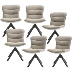 WOOOD draaibare eetkamerstoelen Nika - Polyester - Taupe - Set van 6