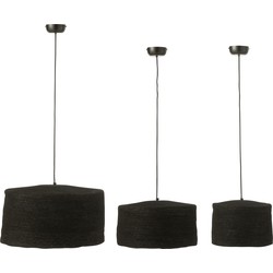 J-line - Set Van 3 Hangende Lamp Moonj Gras Zwart - 50x50x26cm